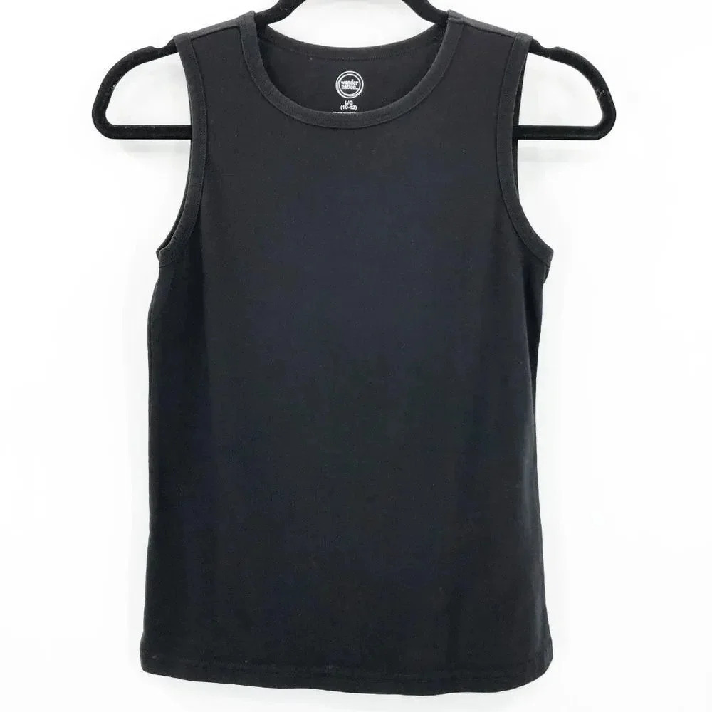 Wonder Nation Kids Girls Black Tank Top Size L